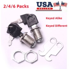 2/4/6PCS 20mm Tool Box Desk Drawer Cabinet Cylinder RV Tubular Cam Locks Keys
