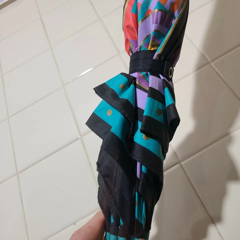 Paraguas de bastón Laurel Burch de colección arco iris gato primos ¡Toldo abierto automático!! Foto 3 de 4