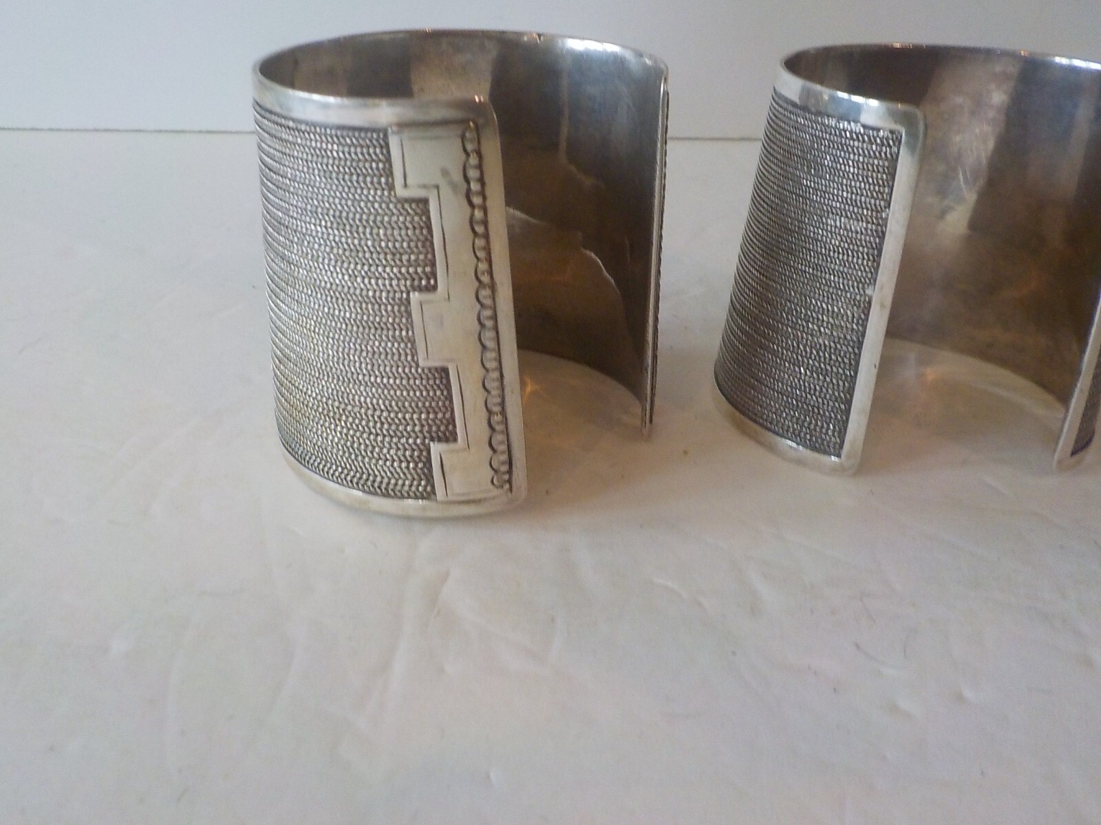 PAIR Chinese Export Silver Cuff Bracelets, Chines… - image 6