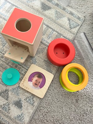 Lovevery First Puzzle, Hide and Find Ball Drop Drawer, Clear Tube Stacking Ring 
