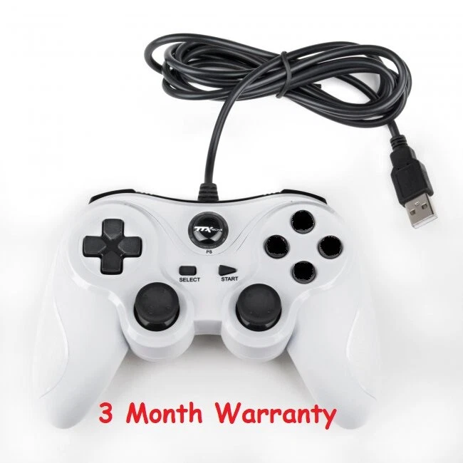 TTX Tech PC and PlayStation 3 PS3 USB Wired Controller WHITE Brand