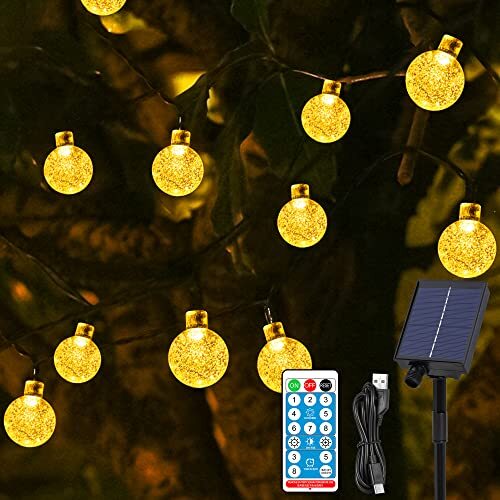HALOY Catena Luminosa Esterno Solare 11.5M/37.7Ft 60 LED Luci a Forma di (H3v)