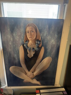 ORIGINAL QUALITY VINTAGE ART EDITH LEBEAU REALISM VERY VERY LARGE