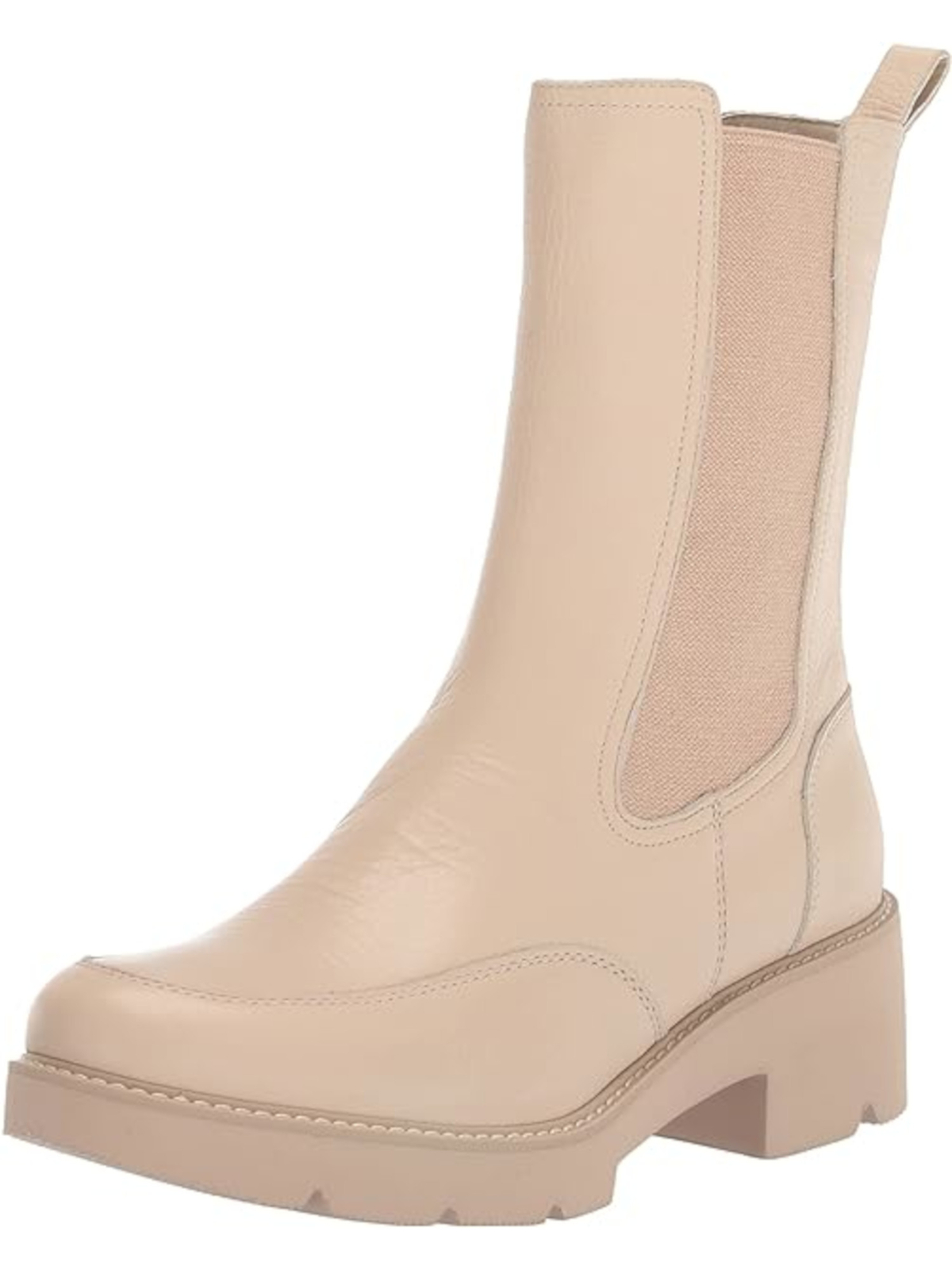 Женская обувь из НАТУРАЛЬНОЙ КОЖИ бежевого цвета с откидным носком Domino на блочном каблуке Chelsea 10 M