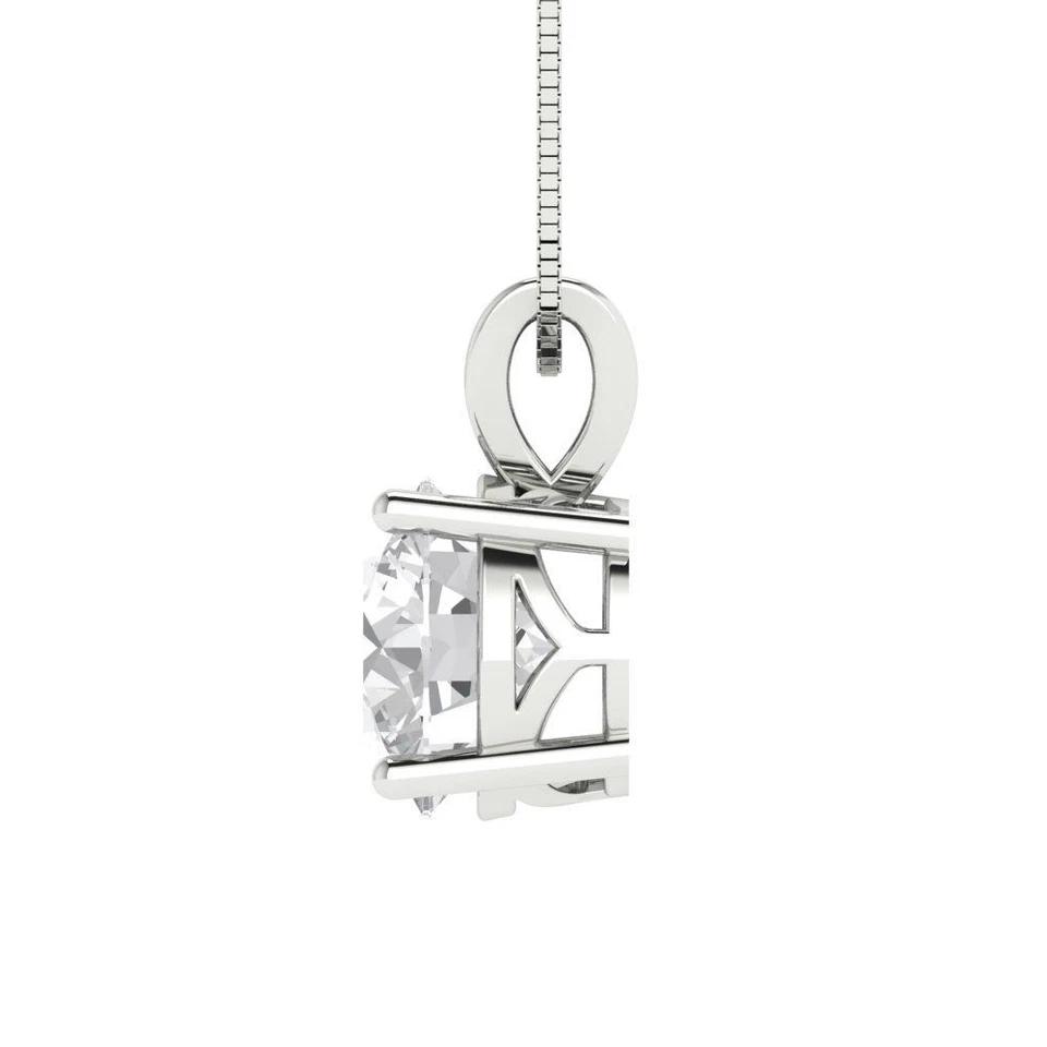 2 cttw Silver Pendant and 18" Necklace White Gold Plated 8.0mm Cubic Zirconia - Image 3 of 4