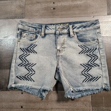 Vigoss Short Girls 12 Blue Malibu Boyfriend Mid-Rise Embroidered Acid Wash Denim