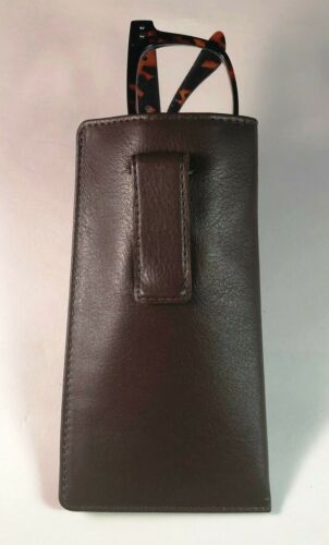 Standard size Eyeglass Case w/ CLIP - Premium soft Nappa DARK BROWN leather - Picture 2 of 4
