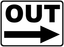 Out With Optional Directional Arrow Sign. Size Options