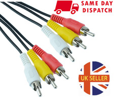 3 RCA Male to Plug Cable/Lead PHONO Audio & Video Composite AV TV/DVD Wire UK