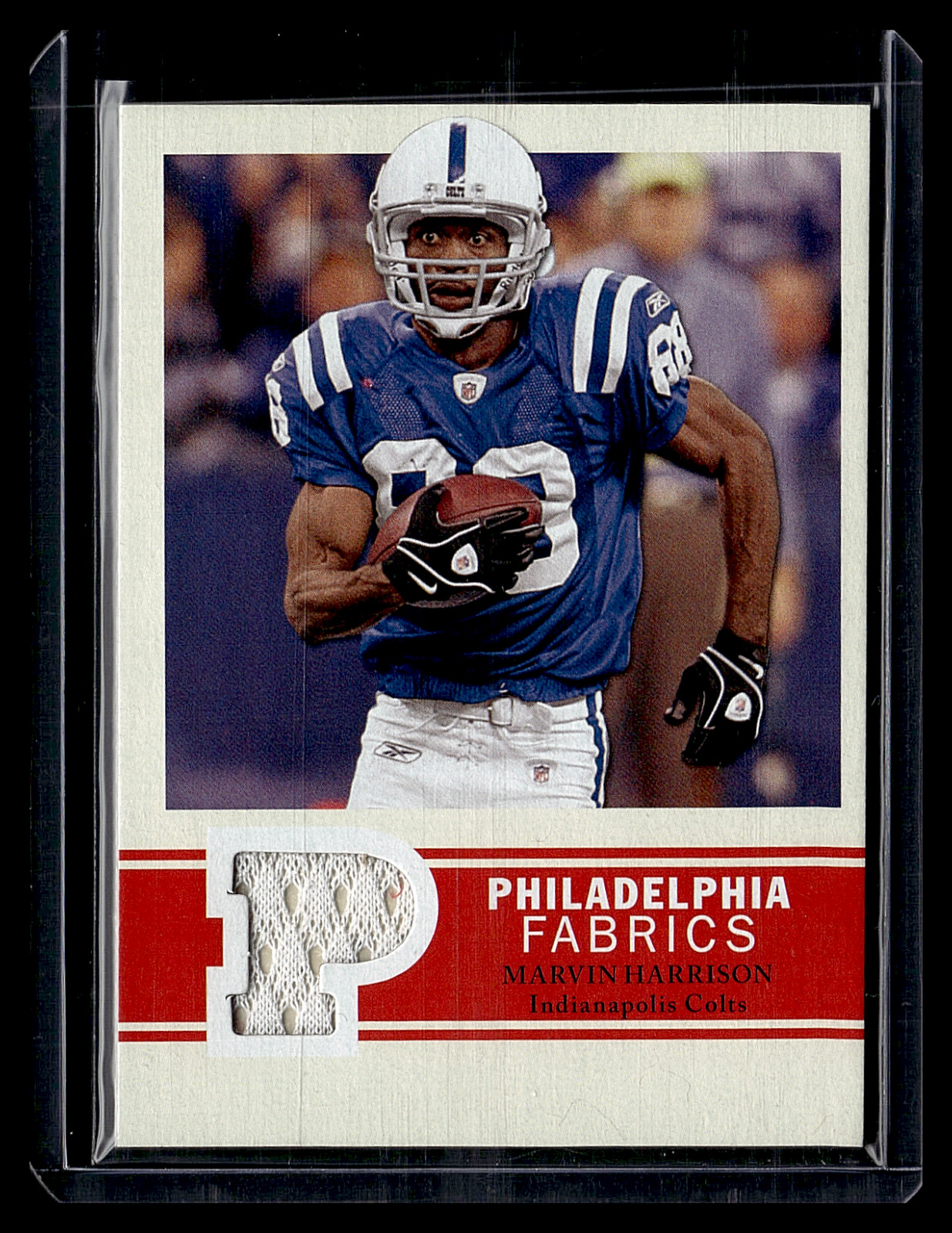 2009 UPPER DECK PHILADELPHIA FABRIC #PFHA MARVIN HARRISON GAME USED JERSEY COLTS