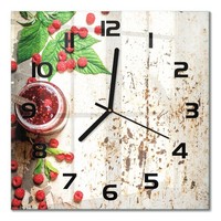Wanduhr Aus Glas Mit Leisem Uhrwerk Himbeermarmelade Schwarze Zeiger 30X30 Cm