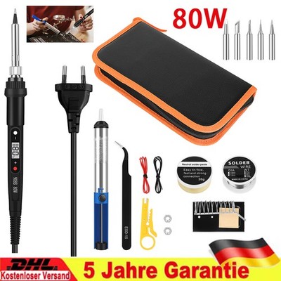 80W Lötkolben Set Lötstation Einstellbarer Temperatur Lötset Soldering Iron Kit