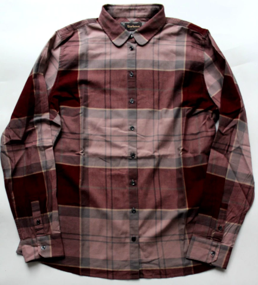 Barbour Winter Tartan Carlin women's slim shirt UK 18 Pink L/S cotton LSHTA632 - Image 2 of 4