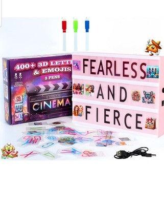Pink Cinema Light Box With 400+ 3D Letters & Emojis- 3pens  