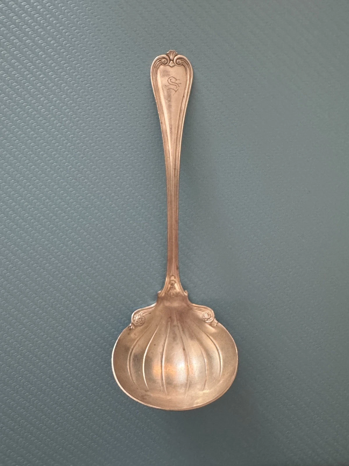 Priscilla Gravy Ladle 1900 Rogers Silverplate Fluted Bowl Monogram S