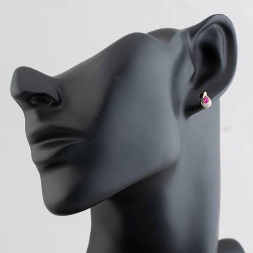 Second Hand Yellow Gold 0.34ct Pear Shaped Ruby & Diamond Stud Earrings 43171059 - Picture 2 of 2