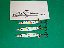 3 - 1/2 oz FLUTTER SPOON LEAD FISHING LURE JIG RAINBOW SPOTS ICE & PAN FISH