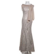 Unique, Abendkleid, Größe: 36, Beige, Polyester, Schlangenhaut, Spitze #ph7