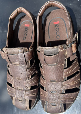 ECCO Brown Leather Fisherman Sandals Hook & Loop Men's EU 43