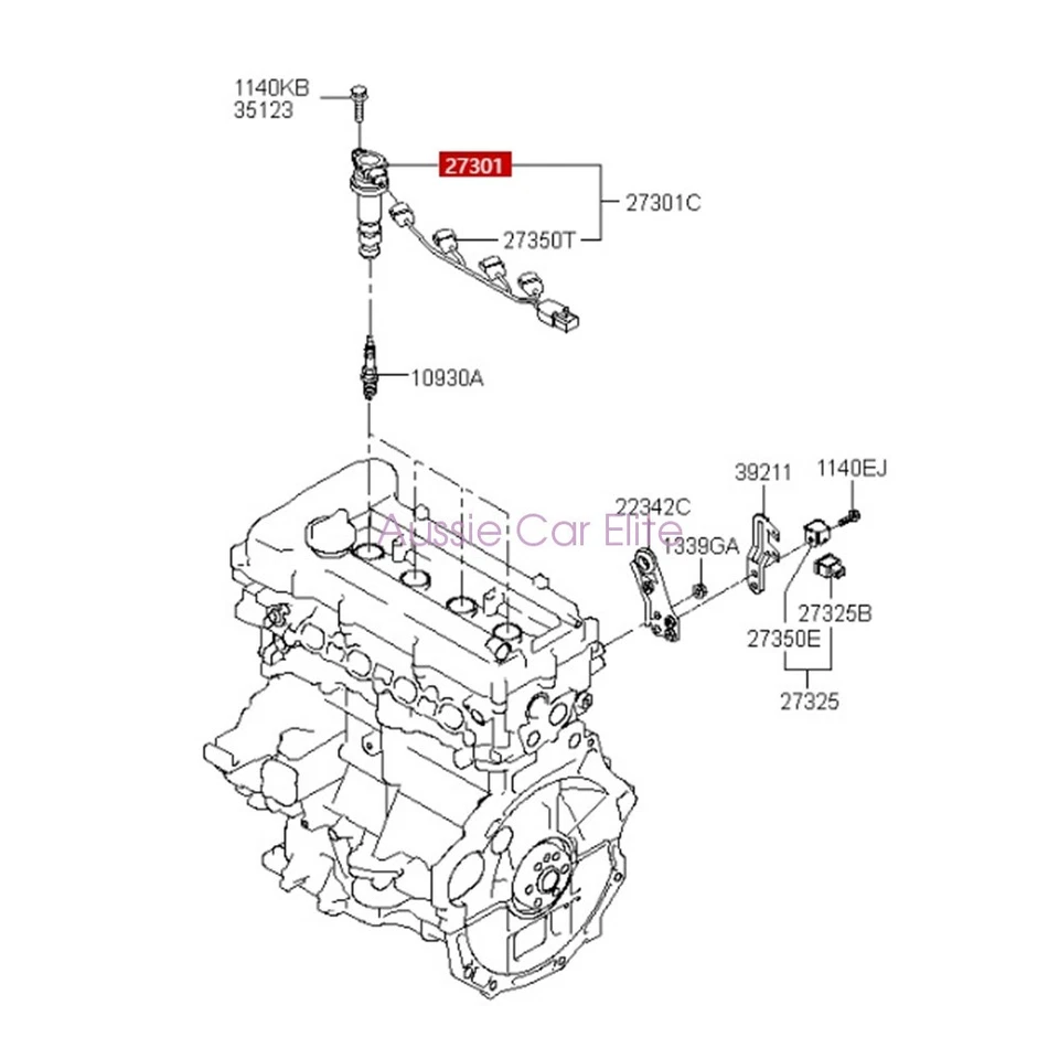 273012B100 4pcs OEM NGK Ignition Coil Assembly For 2012-2015 Hyundai KIA 1.6L - Image 3 of 4