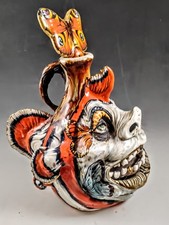 'Circus Critters' A Surreal Southern Folk Art Face Jug Sculpture by Ron Dahline