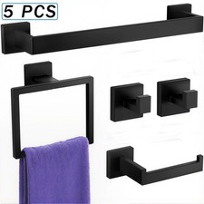 5 Piece Black Bathroom Hardware Set Towel Bar Toilet Paper Holder Towel Rack