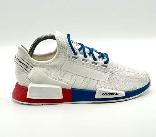 Adidas NMD R1 V2 White Lush Red Blue Athletic Shoes Youth-6.5/W-7.5 FX4150 - VGC - Picture 4 of 12