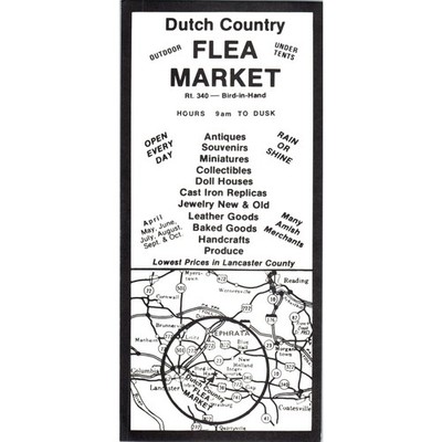 1970s The Dutch Country Flea Market Lancaster County PA Travel Leaflet TF4-BB