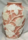 Vintage Phoenix Sculptured Art Glass Vase - Wild Rose/Dogwood - Mauve Pink
