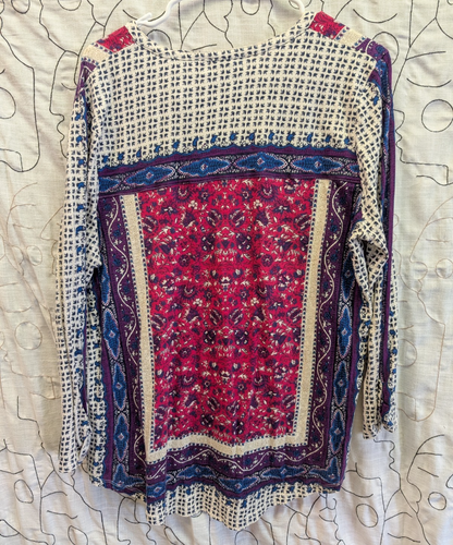 Lucky Brand Bluse Damen L Blumen Lila Magenta Boho Cowgirl Oberteil Bauer - Bild 2 von 7