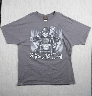 Harley-Davidson 2X-Large Gray T-Shirt Ride All Day Play 100% Cotton