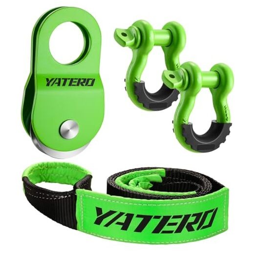 Off Road Recovery Kit, 10 Ton Heavy Duty Snatch Block Pulley and 3" x8' Tree 