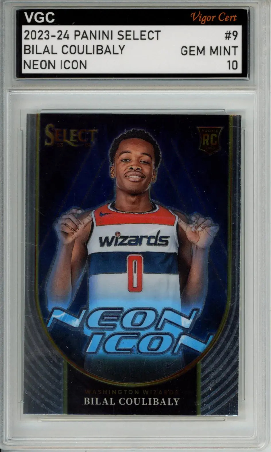 2023-24 PANINI SELECT NEON ICON #9 BILAL COULIBALY ROOKIE RC VGC GEM MINT 10 J83