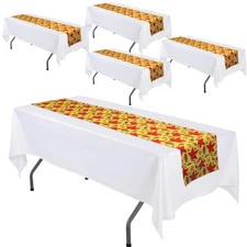 Fall Maple Leaf Plastic Table Runner | (5 Pcs Pack) Disposable Thanksgiving P...
