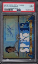 2013 Salvador Perez Topps Triple Threads #SP4 Autograph Relics /18 Graded PSA 9