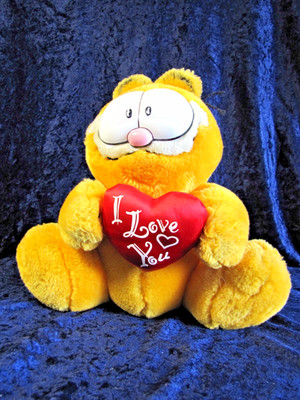 Original GARFIELD : '' I LOVE YOU '' Plüsch 26 cm Vintage Fine-Toy,   selten
