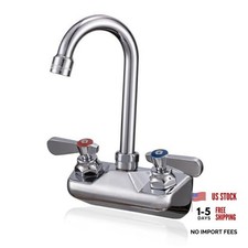 Commercial Sink Faucet Wall Mount 4" Center Hand 4" Center 3-1/2" Swivel Spout