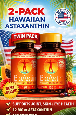 BioAstin Hawaiian Astaxanthin 12mg 120 Softgels PACK OF 2 Antioxidant EXP 2028