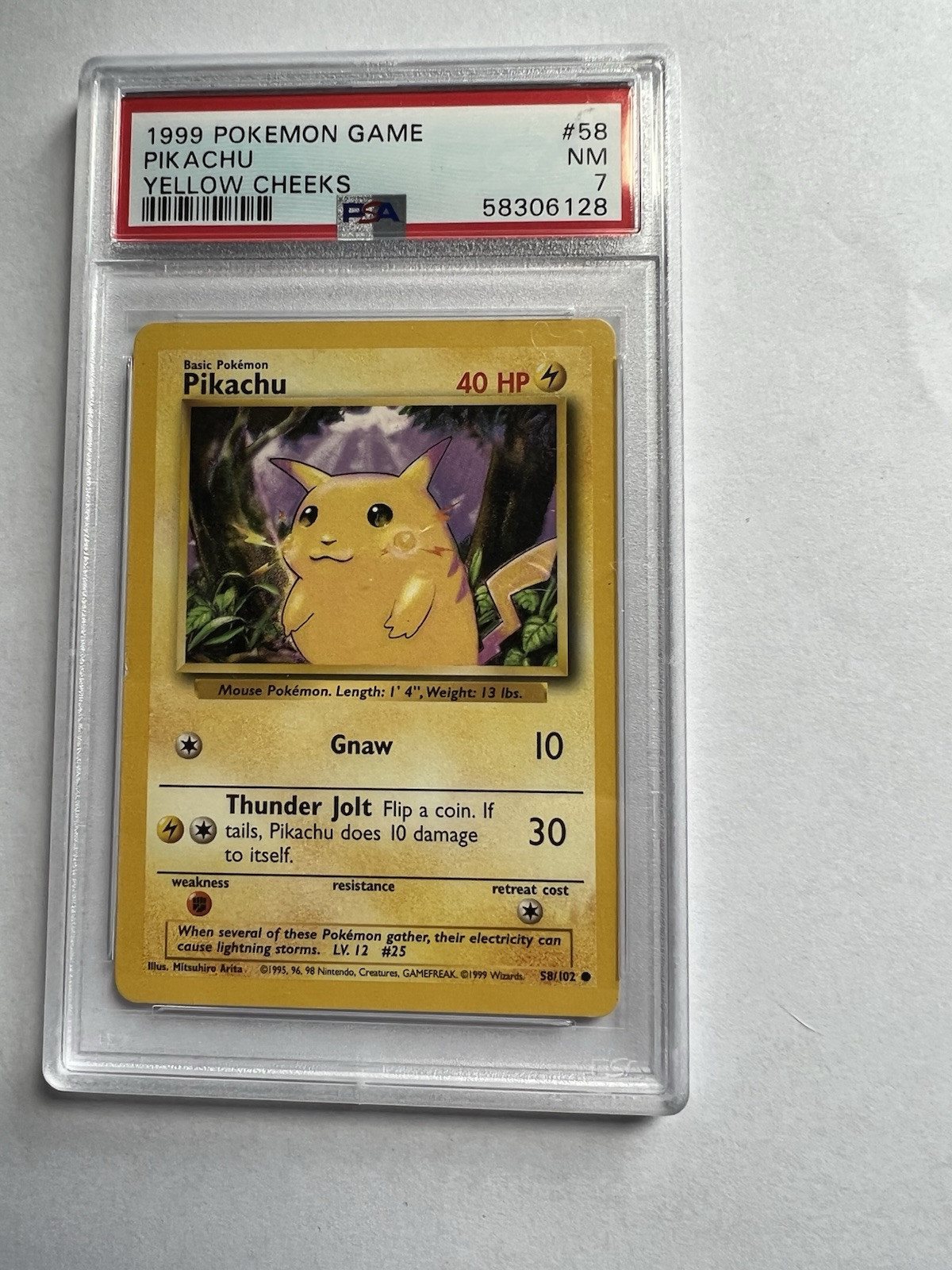1999 Pokemon Game Pikachu Yellow Cheeks Psa 7