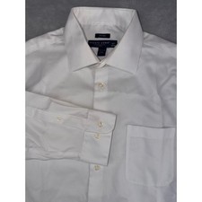 Pronto Uomo Mens White Dress Shirt 16.5X34/35 Textured Cotton Long Sleeve