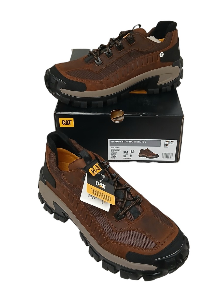NEW Caterpillar Men Invader STEEL TOE Work Shoes SIZE:12 W (DARK BROWN)