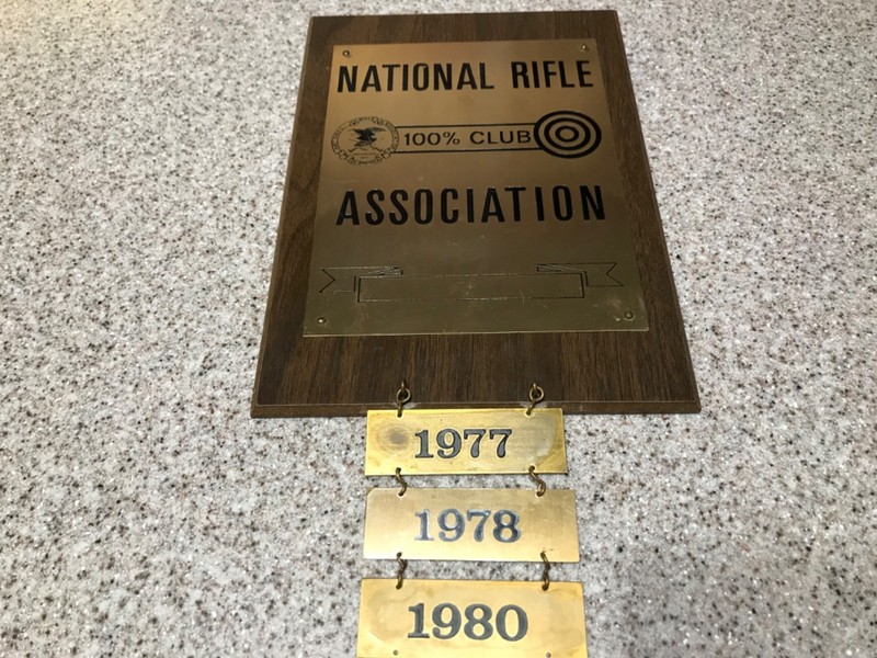 national rifle association wood metal plaque 1977 1978 1980