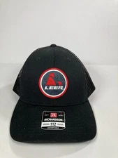 Leer Truck Cap Richardson 112 Adjustable Trucker Snap Back Hat Black NWT