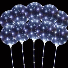 Balloons Light Up, 10 Pack Balloons with Sticks, 20 Inch Clear Bobo Balloon w...