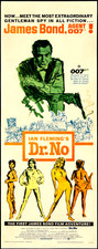 1962 Dr No Original Movie Poster 14x36 Paper Backed James Bond 007 Sean Connery