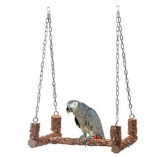 Parrot Wooden Stand Swing Perch Bird Toy Training Chewing Bite Boredom Breaker