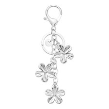 Flower Initial Keychain, Cute Flower Purse Keychain Charms, Silver  Letter t