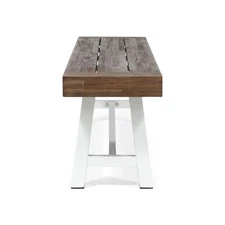 Acacia Wood dining bench, Assembly Easy, Dark brown & White