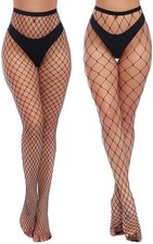 2 X Charmnight Womens High Waist Tights Fishnet Stockings Thigh High Pantyhose