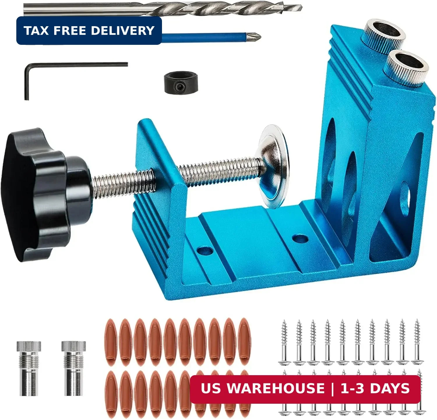 Pocket Hole Jig Kit with Drill Guide Joint Pocket Hole Jig 15 Degree Woodworking
